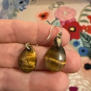 Monet Gold and Brown Teardrop Earrings